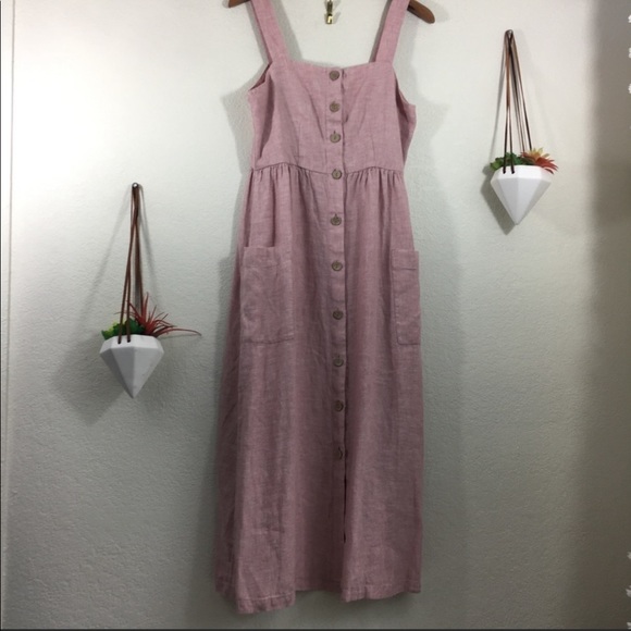 Rachel Zoe pink linen button midi dress - Picture 1 of 4